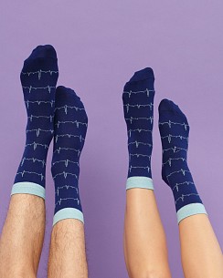 Медичні шкарпетки унісекс з принтом Cardio blue